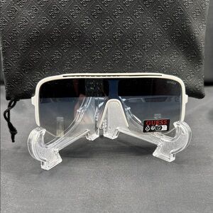 GUESS White Shield Sunglasses with blueGradient Lenses NEW